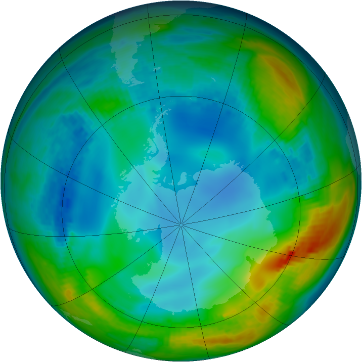 Antarctic ozone map for 29 May 1984